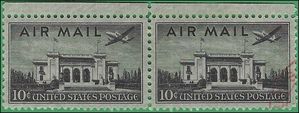 Scott C 34 10c US Air Mail Pan American Building 1947 Used Pair
