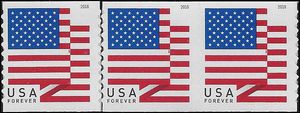 #5260 (50c Forever) US Flag Coil Pair and Single 2018 Mint NH