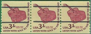 #1613a 3.1c Americana Issue  Six String Guitar Precancel Strip/3 Gap 1979 Mint NH