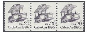 #2263 20c Cable Car 1880s PNC Strip of 3 #1 1988 Mint NH