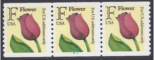 #2518 29c "F" Rate Tulip PNC Strip of 3 #2211 1991 Mint NH