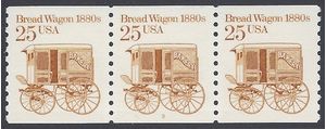 #2136 25c Bread Wagon 1880s PNC Strip of 3 #3 1986 Mint NH