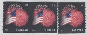 #4854 (49c Forever) Star Spangled Banner Coil Single and Pair 2014 Mint NH