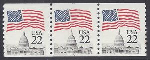 #2115 22c Flag over Capitol PNC Strip/3 #13 1985 Mint NH