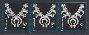 #3758b 2c Navajo Necklace Coil Strip of 3 2011 Mint NH