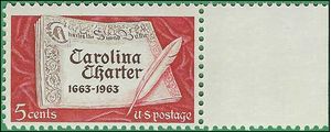 #1230 5c 300th Anniversary Carolina Charter 1963 Mint NH