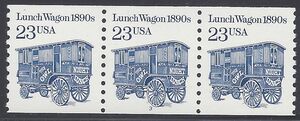 #2464 23c Lunch Wagon 1890s PNC Strip of 3 #3 1991 Mint NH