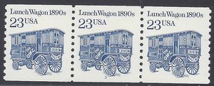 #2464 23c Lunch Wagon 1890s PNC Strip of 3 #3 1991 Mint NH