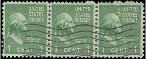 # 804 1c Presidential Issue George Washington 1938 Used Strip of 3