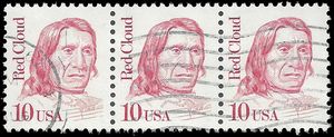 #2175d 10c Great Americans Red Cloud 1993 Used Strip of 3