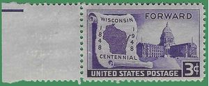 # 957 3c Wisconsin Statehood,100th Anniversary 1948 Mint NH