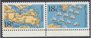 #1937-1938 18c Battle of the Virginia Capes Attached Pair 1981 Mint NH