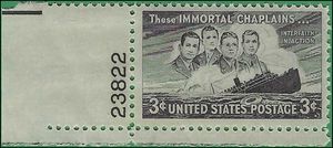 # 956 3c Four Chaplains P# Single 1948 Mint NH