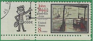 #1433 8c John Sloan - American Artist Zip Single 1971 Used