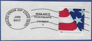 #4961 10c Stars and Stripes Presort Coil 2015 Used On Piece