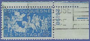 #1123 4c 200th Anniversary of Fort Duquesne P# 1958 Used