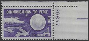 #1173 4c Communications for Peace P# 1960 Mint NH