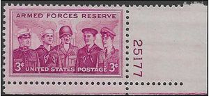 #1067 3c United States Armed Forces Reserves P# 1955 Mint NH