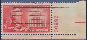 #1086 3c Alexander Hamilton American Statesman P# 1957 Used