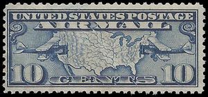 Scott C  7 10c Map Of The US & 2 Mail Planes 1926 Mint NH