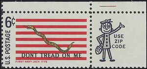 #1354 6c Historic American Flags Dont Tread on Me Zip Single 1968 Mint NH