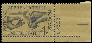 #1201 4c National Apprenticeship Program P# 1962 Mint NH