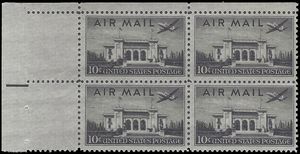 Scott C 34 10c US Air Mail Pan American Building Block/4 1947 Mint NH