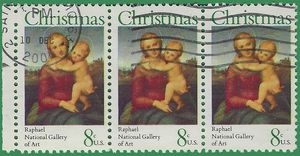 #1507 8c Madonna and Child 1973 Used Strip of 3