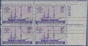 # 923 3c Steamship Savannah FDC PB/4 1944 Used