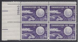 #1173 4c Communications for Peace PB/4 1960 Mint NH