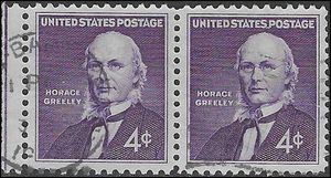 #1177 4c Horace Greeley 1961 Used Attached Pair