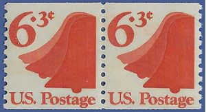 #1518 6.3c Liberty Bell Coil Pair 1974 Mint NH