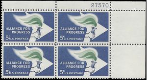 #1234 5c Alliance For Progress PB/4 1963 Mint NH