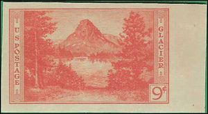 # 764 9c National Parks Mt Rockwell Two Medicine Lake Imperf. 1935 Mint NH NGAI