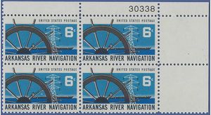 #1358 6c Arkansas River Navigation PB/4 1968 Mint NH