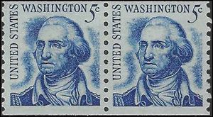 #1304 5c George Washington Coil Pair Shiny Gum 1966 Mint NH