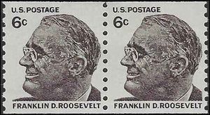 #1305 6c Franklin D. Roosevelt Coil Pair 1968 Mint NH