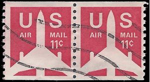 Scott C 82 11c US Air Mail Silhouette of Jet Airliner Coil Pair 1971 Used