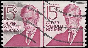 #1305e 15c Prominent Americans Oliver Wendell Holmes Coil Line Pair 1978 Used