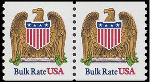 #2602 10c Eagle & Shield Bulk Rate Coil Pair 1991 Mint NH