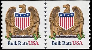 #2602 10c Eagle & Shield Bulk Rate Coil Pair 1991 Mint NH