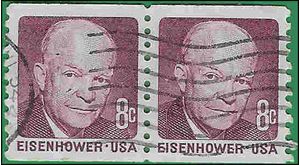 #1402 8c Dwight D. Eisenhower Coil Pair 1971 Used