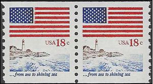#1891 18c Flag and Anthem Coil Pair 1981 Mint NH