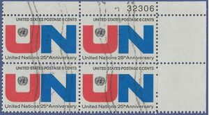 #1419 6c 25th Anniversary United Nations PB/4 1970 Used