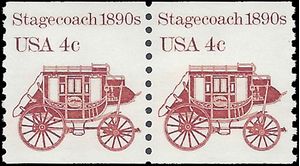 #1898a 4c Stagecoach 1890s Coil Pair 1982 Mint NH
