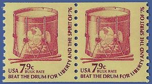 #1615 7.9c Americana Issue Drums Bulk Rate Coil Pair 1976 Mint NH
