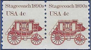 #1898a 4c Stagecoach 1890s Coil Pair 1982 Mint NH