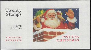 BK194 Unexploded Booklet of 5 Panes/Designs Christmas Santa 1991 Mint NH