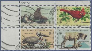 #1464-1467 8c Wildlife Conservation PB/4 1972 Used Minor Wrinkle