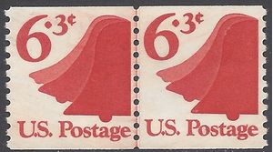 #1518 6.3c Liberty Bell Joint Line Pair 1974 Mint NH